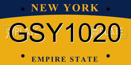 GSY1020 New York License Plate