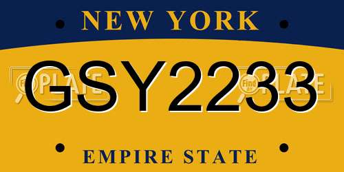 GSY2233 New York License Plate