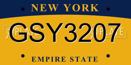 GSY3207 New York License Plate
