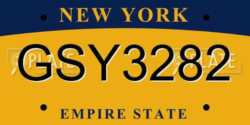 GSY3282 New York License Plate