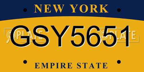 GSY5651 New York License Plate