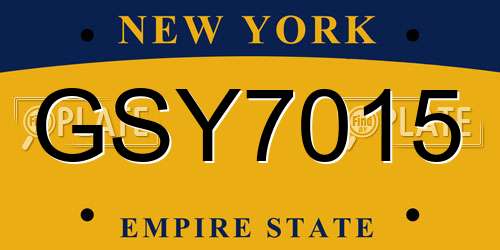GSY7015 New York License Plate