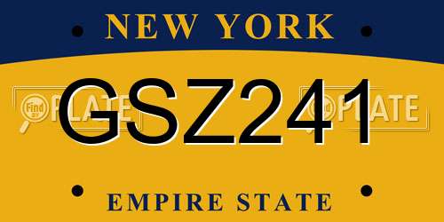 GSZ241 New York License Plate