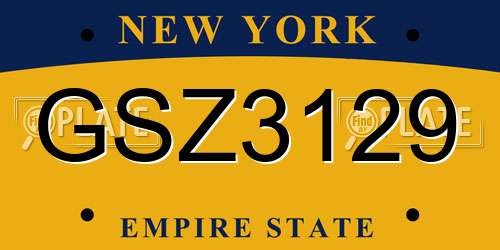 GSZ3129 New York License Plate