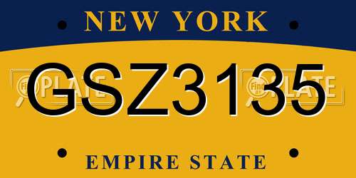 GSZ3135 New York License Plate