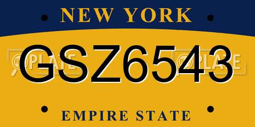 GSZ6543 New York License Plate