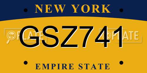 GSZ741 New York License Plate