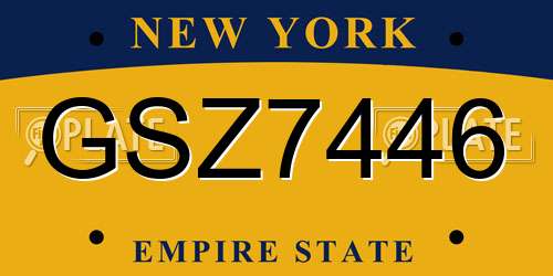 GSZ7446 New York License Plate