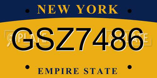 GSZ7486 New York License Plate