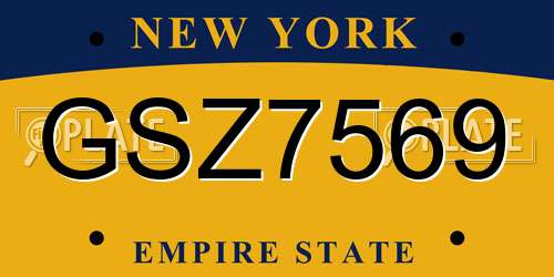 GSZ7569 New York License Plate