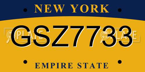 GSZ7733 New York License Plate