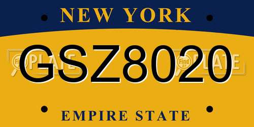 GSZ8020 New York License Plate