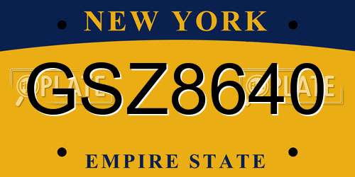 GSZ8640 New York License Plate