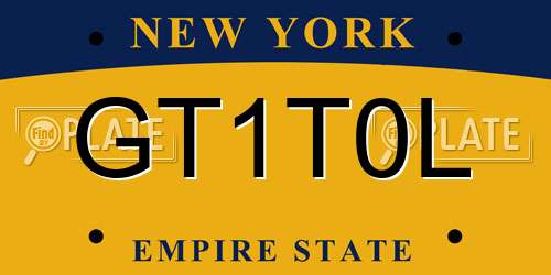 GT1T0L New York License Plate