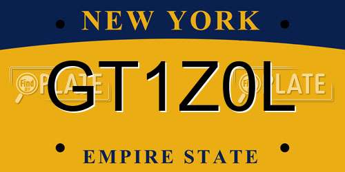 GT1Z0L New York License Plate
