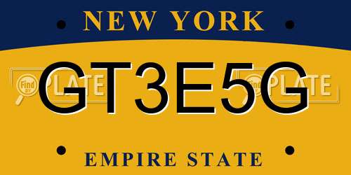 GT3E5G New York License Plate