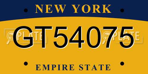 GT54075 New York License Plate