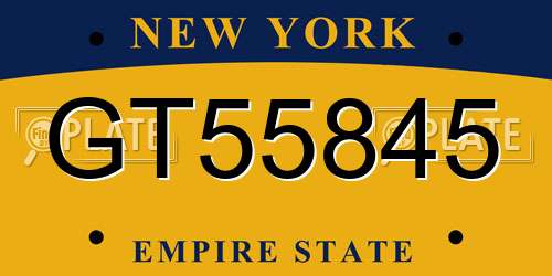 GT55845 New York License Plate
