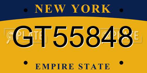 GT55848 New York License Plate