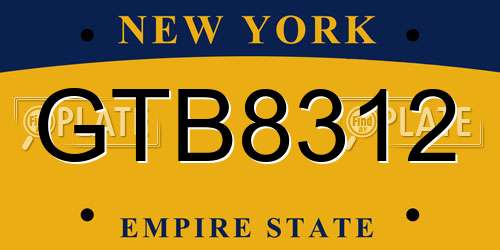 GTB8312 New York License Plate