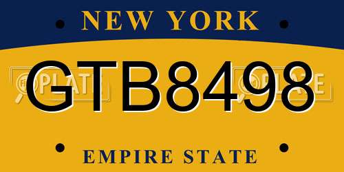 GTB8498 New York License Plate