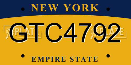 GTC4792 New York License Plate