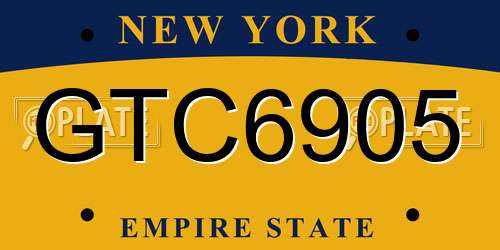 GTC6905 New York License Plate