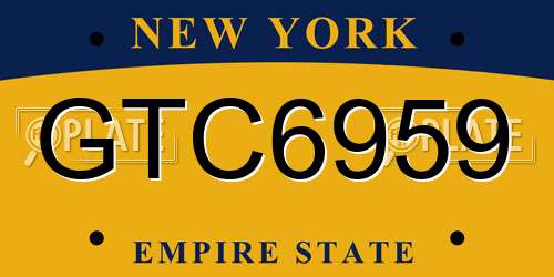 GTC6959 New York License Plate