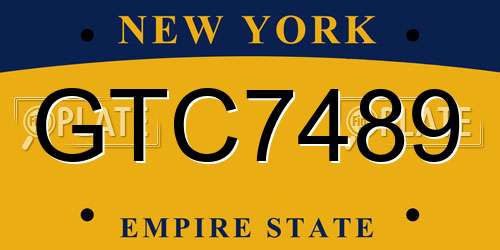 GTC7489 New York License Plate