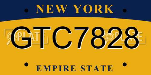 GTC7828 New York License Plate