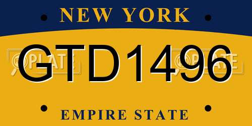 GTD1496 New York License Plate