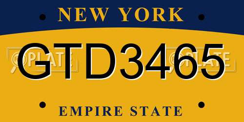 GTD3465 New York License Plate