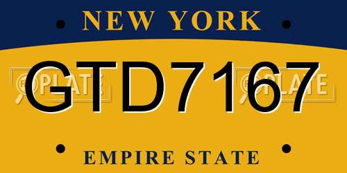 GTD7167 New York License Plate