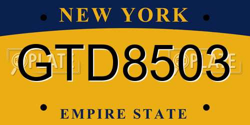 GTD8503 New York License Plate