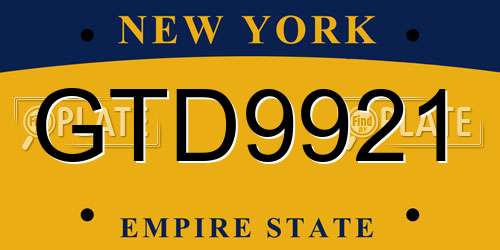 GTD9921 New York License Plate