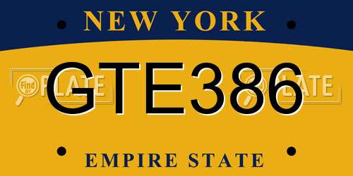 GTE386 New York License Plate