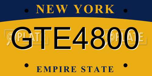 GTE4800 New York License Plate
