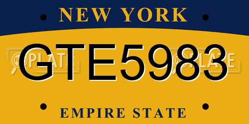 GTE5983 New York License Plate