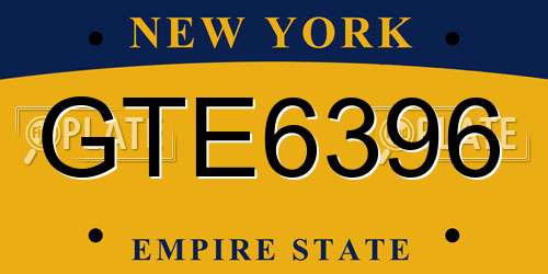 GTE6396 New York License Plate
