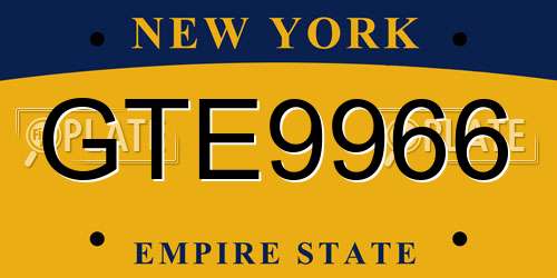 GTE9966 New York License Plate