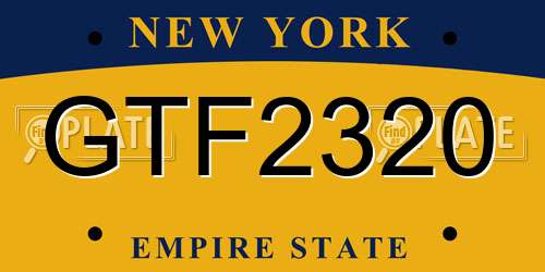 GTF2320 New York License Plate