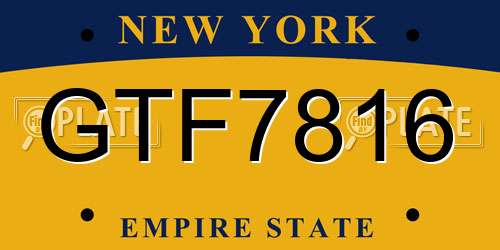 GTF7816 New York License Plate