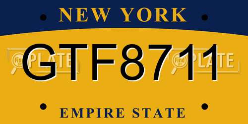 GTF8711 New York License Plate