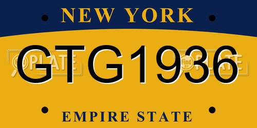 GTG1936 New York License Plate