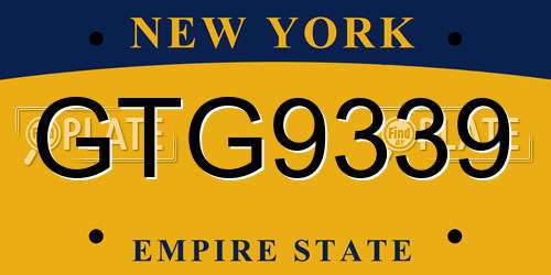 GTG9339 New York License Plate