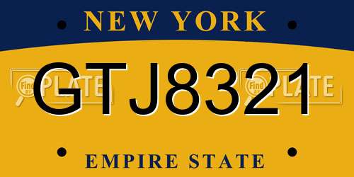 GTJ8321 New York License Plate
