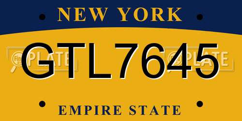 GTL7645 New York License Plate
