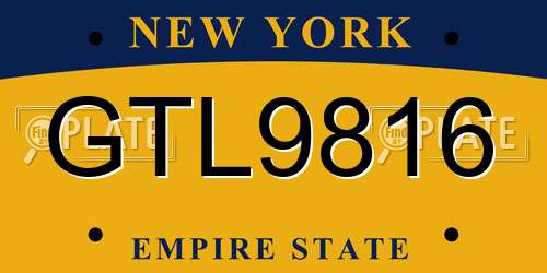 GTL9816 New York License Plate
