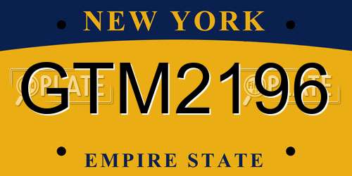 GTM2196 New York License Plate