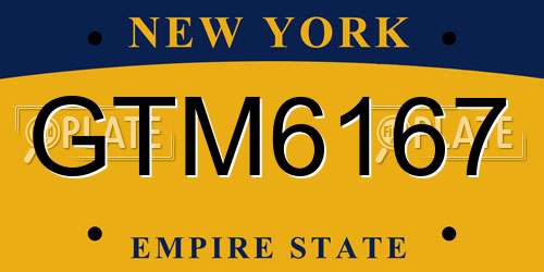 GTM6167 New York License Plate